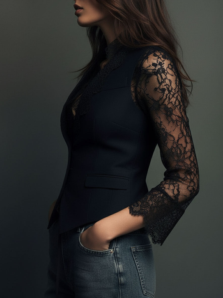 Claudia · Black Blazer with Lace