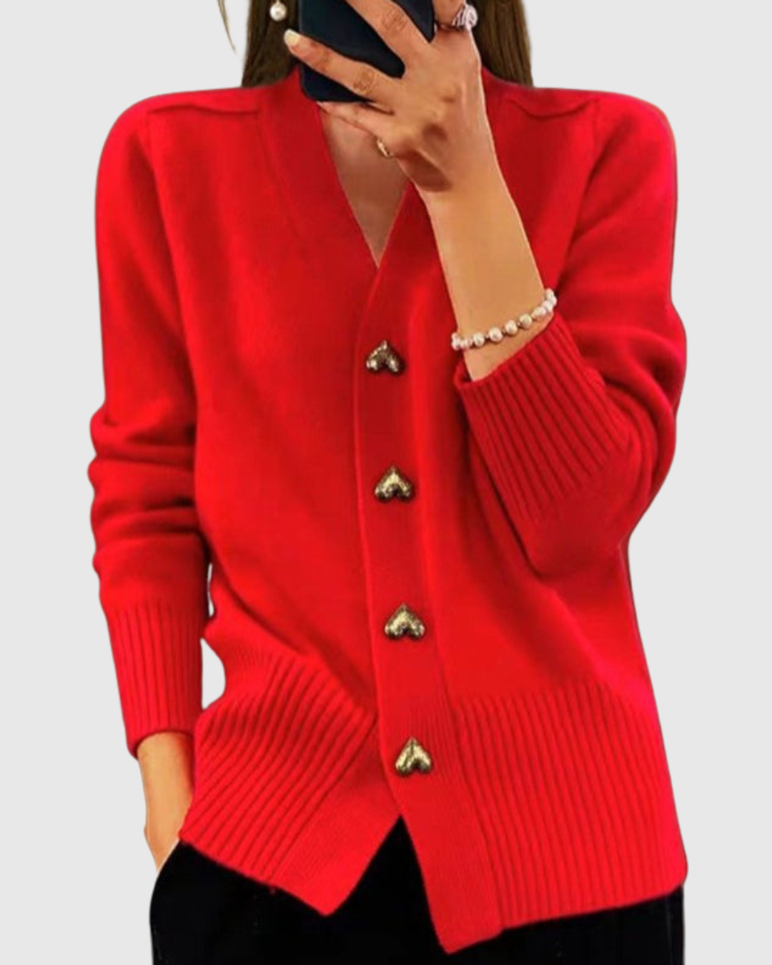LIORA | HEART BUTTON CARDIGAN