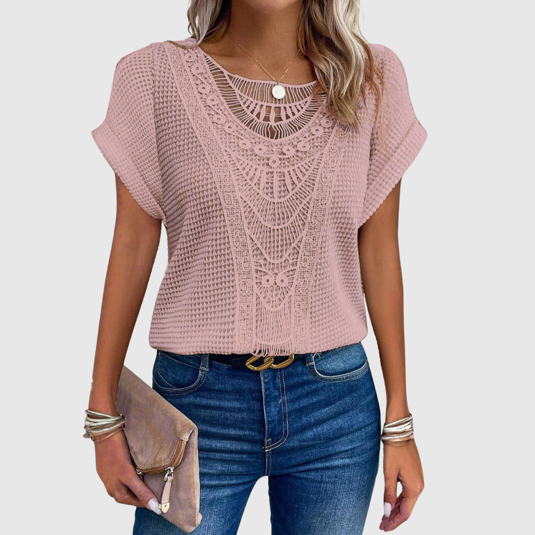 LUCINDA | LACE SHORT SLEEVE TOP