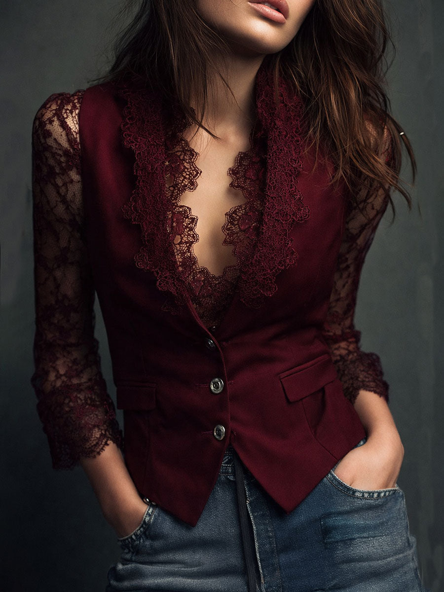 Claudia · Black Blazer with Lace