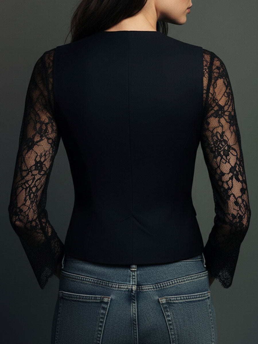 Claudia · Black Blazer with Lace